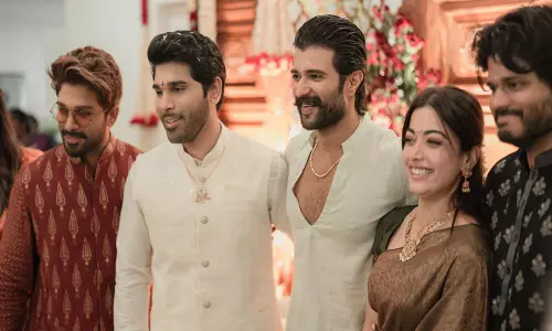 Rashmika-Vijay, अल्लू अर्जुन, राम चरण अल्लू सिरीश के विवाह पूर्व उत्सव में हुए शामिल