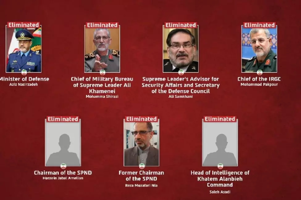 Israeli हमलों में ईरानी रक्षा मंत्री, IRGC चीफ समेत 7 टॉप कमांडर मारे गए Israeli हमलों में ईरानी रक्षा मंत्री, IRGC चीफ समेत 7 टॉप कमांडर मारे गए