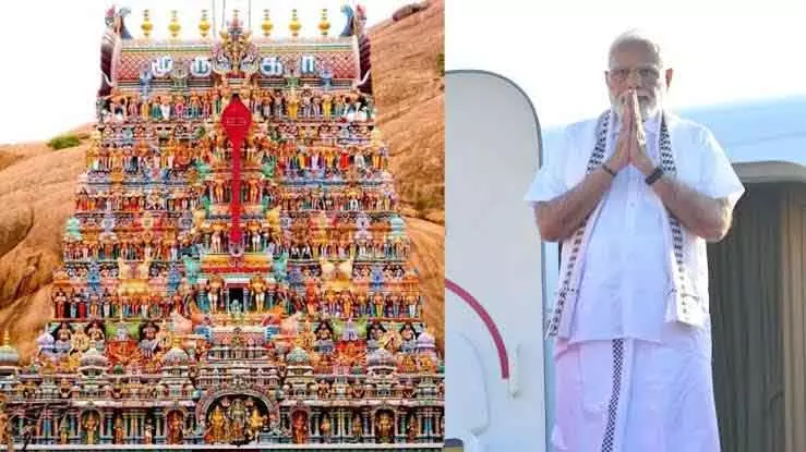 मोदी ने थिरुप्पारमकुंड्रम मुरुगन मंदिर में पूजा-अर्चना की मोदी ने थिरुप्पारमकुंड्रम मुरुगन मंदिर में पूजा-अर्चना की