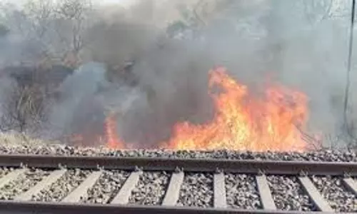 Dhanbad: फुलारीटांड़ स्टेशन के पास रेल ट्रैक के किनारे लगी आग, 2 घंटे ठप रहा परिचालन Dhanbad: फुलारीटांड़ स्टेशन के पास रेल ट्रैक के किनारे लगी आग, 2 घंटे ठप रहा परिचालन