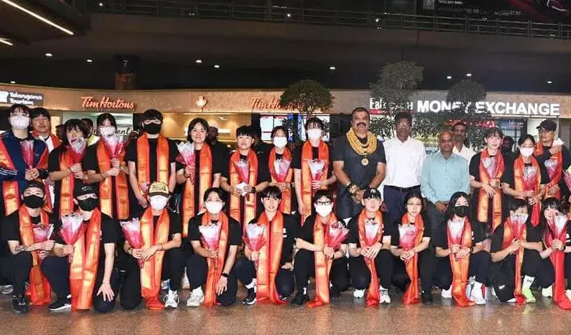 FIH हॉकी वर्ल्ड कप: कोरियाई महिला हॉकी टीम हैदराबाद पहुंची