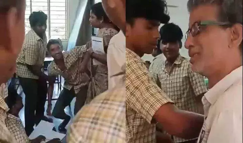 NTR District में 10वीं क्लास के स्टूडेंट ने टीचर पर हमला किया NTR District में 10वीं क्लास के स्टूडेंट ने टीचर पर हमला किया