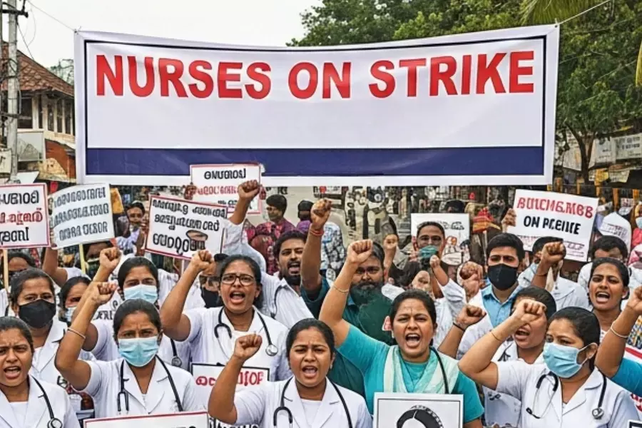 Kerala में नर्सों की हड़ताल: UNA ने 40,000 रुपये न्यूनतम वेतन की मांग की Kerala में नर्सों की हड़ताल: UNA ने 40,000 रुपये न्यूनतम वेतन की मांग की