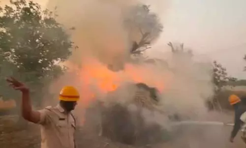 Muthakadhalli : घास के 10 बोझ में आग लग गई Muthakadhalli : घास के 10 बोझ में आग लग गई