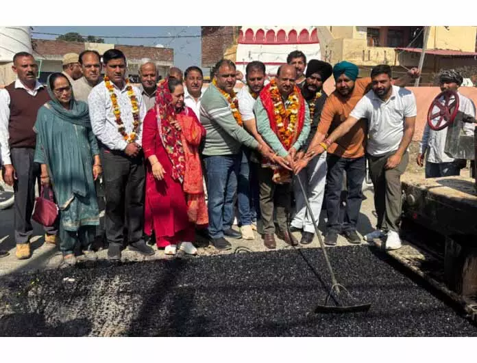 MLA ने सड़क पर तारकोल बिछाने का काम शुरू कराया MLA ने सड़क पर तारकोल बिछाने का काम शुरू कराया