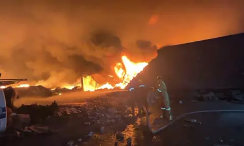 औद्योगिक क्षेत्र में भीषण आग, 20 दमकल गाड़ियों ने पाया आग पर काबू औद्योगिक क्षेत्र में भीषण आग, 20 दमकल गाड़ियों ने पाया आग पर काबू