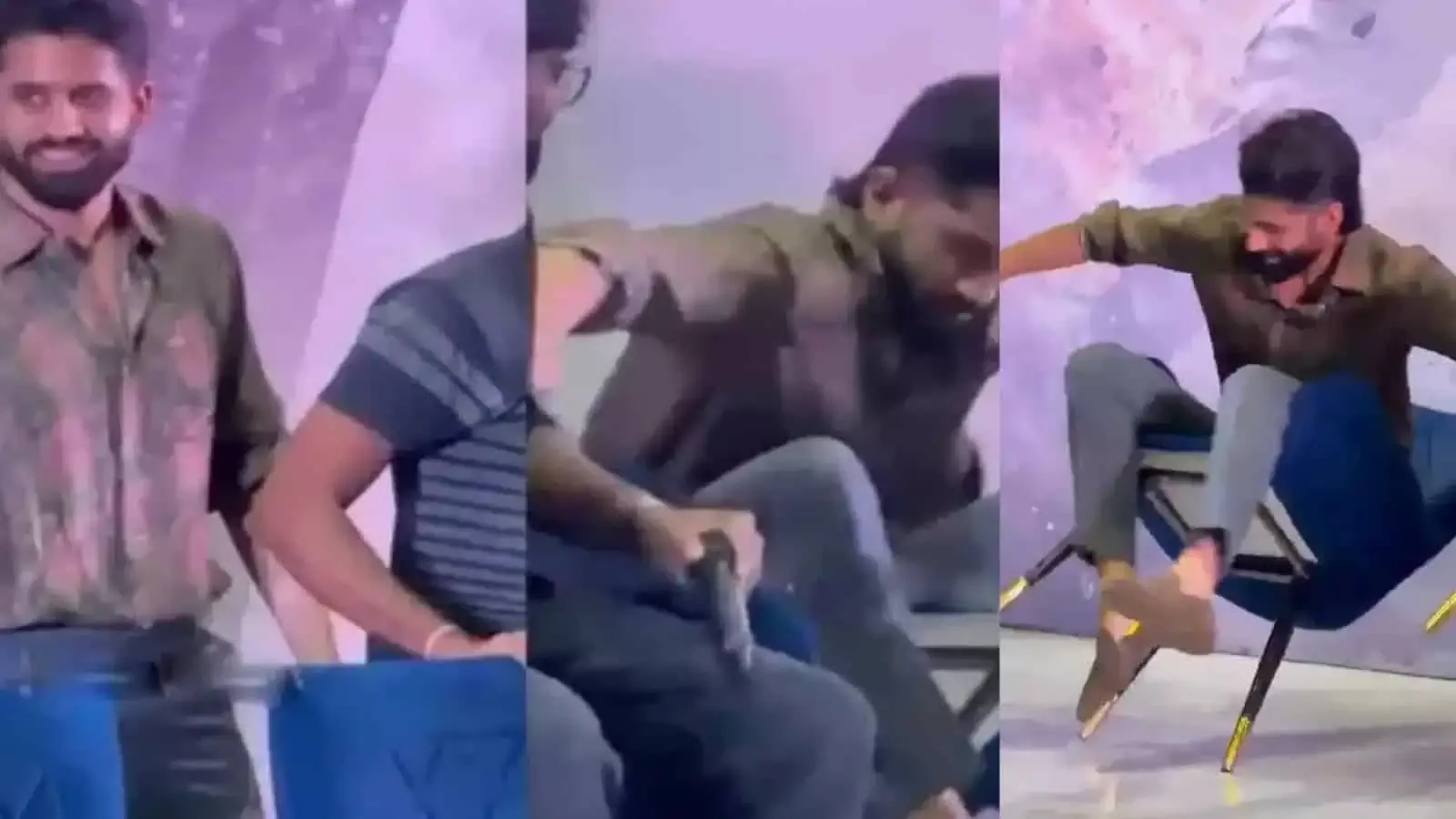 फिल्म इवेंट के दौरान स्टेज पर कुर्सी से गिरे Naga Chaitanya फिल्म इवेंट के दौरान स्टेज पर कुर्सी से गिरे Naga Chaitanya