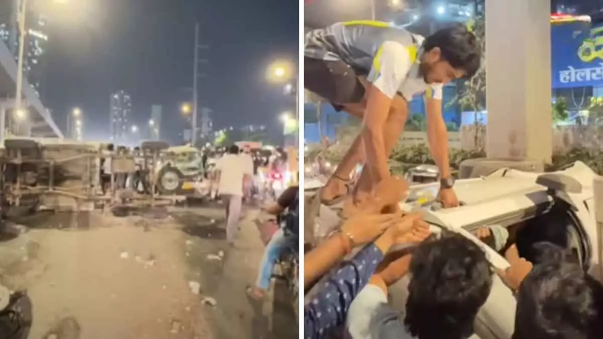 Mumbai : बोरीवली के पास मगथाने ब्रिज पर टेम्पो-कार की टक्कर से ट्रैफिक जाम Mumbai : बोरीवली के पास मगथाने ब्रिज पर टेम्पो-कार की टक्कर से ट्रैफिक जाम