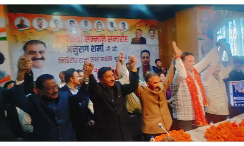 Congress ने शिमला में नवनिर्वाचित राज्यसभा सांसद अनुराग शर्मा का अभिनंदन किया