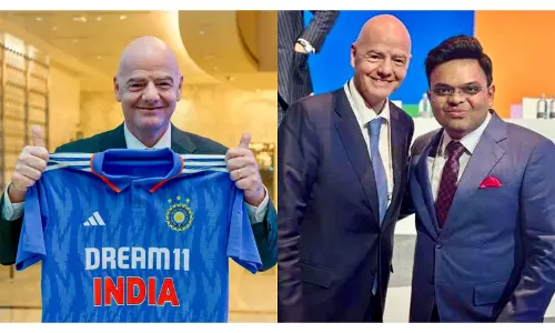 FIFA प्रेसिडेंट जियानी इन्फेंटिनो ने ICC चेयरमैन जय शाह को ICC मेन्स T20 वर्ल्ड कप 2026 की सफलता पर बधाई दी FIFA प्रेसिडेंट जियानी इन्फेंटिनो ने ICC चेयरमैन जय शाह को ICC मेन्स T20 वर्ल्ड कप 2026 की सफलता पर बधाई दी