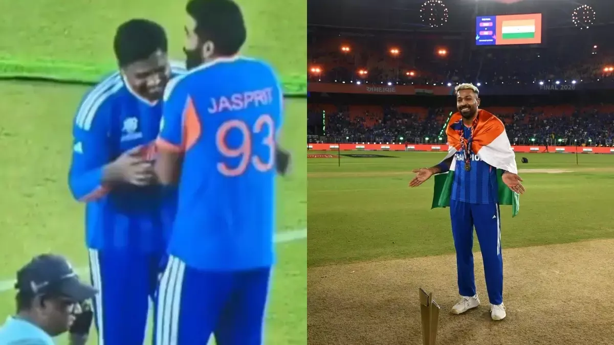 VIDEO: T20 WC जीत के बाद सैमसन-बुमराह ने हार्दिक के बेकार पोज़ का मज़ाक उड़ाया? VIDEO: T20 WC जीत के बाद सैमसन-बुमराह ने हार्दिक के बेकार पोज़ का मज़ाक उड़ाया?