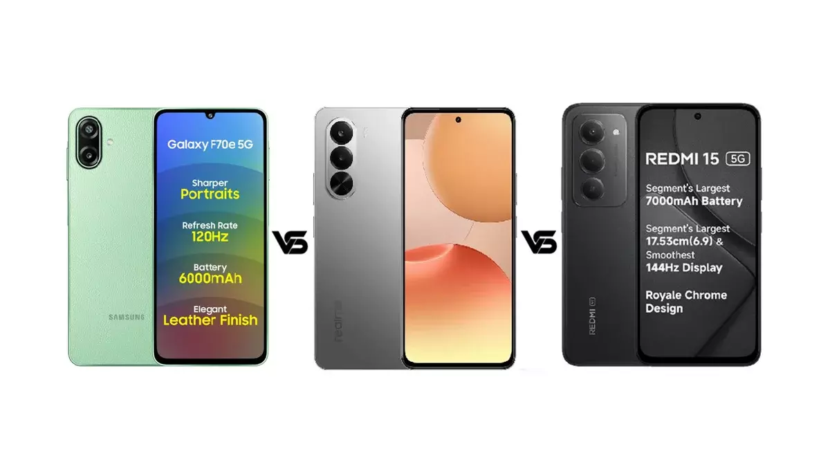 Poco C85x 5G vs Samsung Galaxy F70e 5G vs Realme P3 Lite 5G: 15K में कौन सा है बेस्ट? Poco C85x 5G vs Samsung Galaxy F70e 5G vs Realme P3 Lite 5G: 15K में कौन सा है बेस्ट?