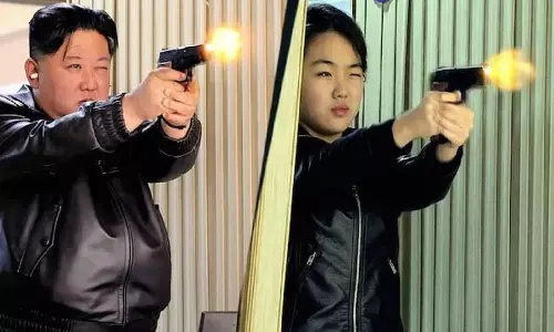 उत्तर कोरिया के नेता Kim Jong Un की बेटी ने नई पिस्तौलों का परीक्षण किया उत्तर कोरिया के नेता Kim Jong Un की बेटी ने नई पिस्तौलों का परीक्षण किया
