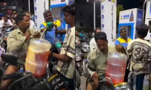 प्लास्टिक कैन में पेट्रोल लेने उमड़ी भीड़, अफवाह के चलते एक नई मुसीबत प्लास्टिक कैन में पेट्रोल लेने उमड़ी भीड़, अफवाह के चलते एक नई मुसीबत