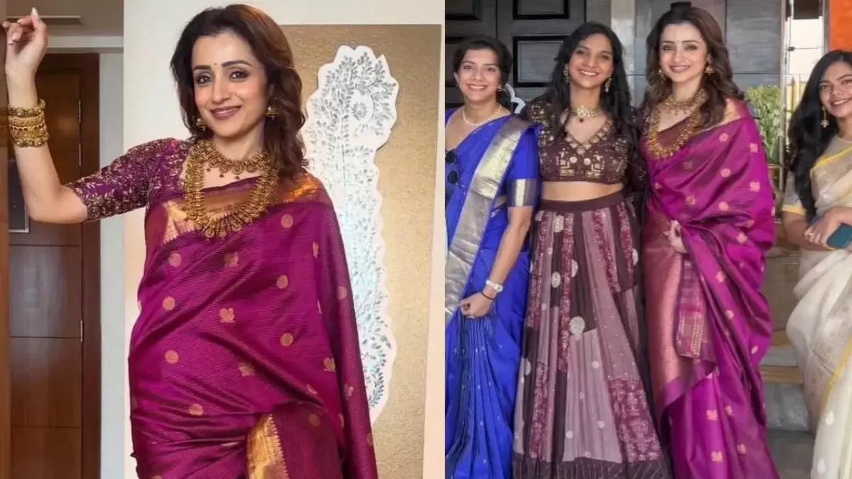Trisha Krishnan शादी में आर. पार्थिबन की बेटी के साथ नज़र आईं Trisha Krishnan शादी में आर. पार्थिबन की बेटी के साथ नज़र आईं