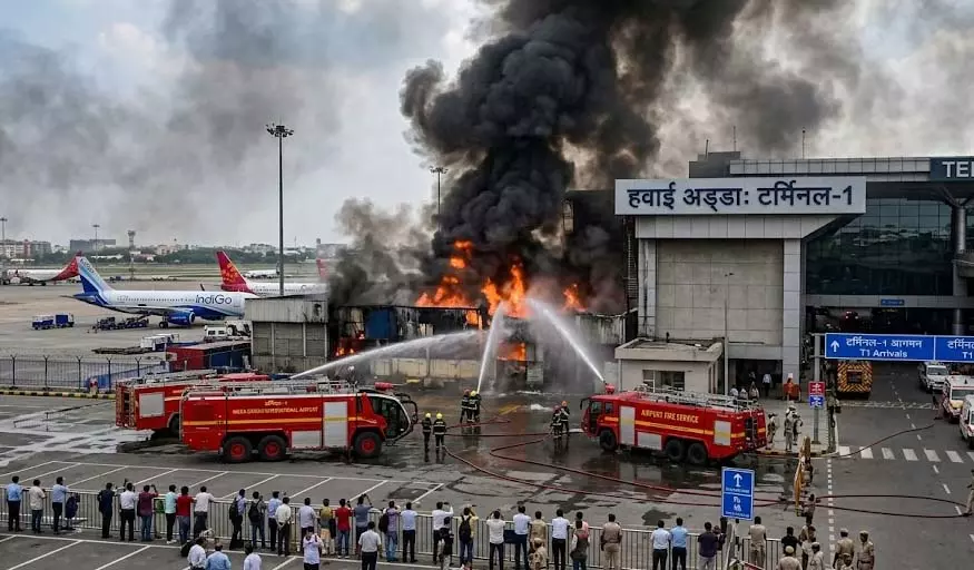 एयरपोर्ट: टर्मिनल-1 के पास लगी आग एयरपोर्ट: टर्मिनल-1 के पास लगी आग
