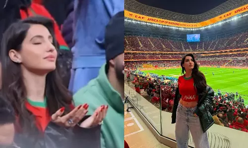 विवादित गाने सरके चुनरिया पर बैन के बीच नोरा फतेही ने मोरक्को की AFCON जीत का जश्न मनाया विवादित गाने सरके चुनरिया पर बैन के बीच नोरा फतेही ने मोरक्को की AFCON जीत का जश्न मनाया