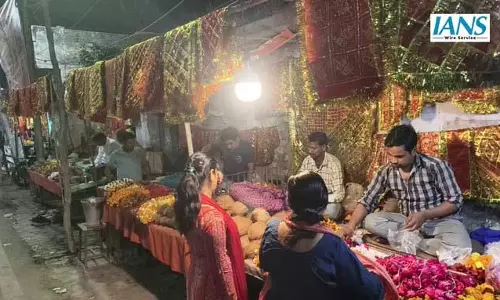 प्रयागराज: नवरात्रि के अवसर पर शक्ति पीठ मां ललिता देवी मंदिर को सजाया गया