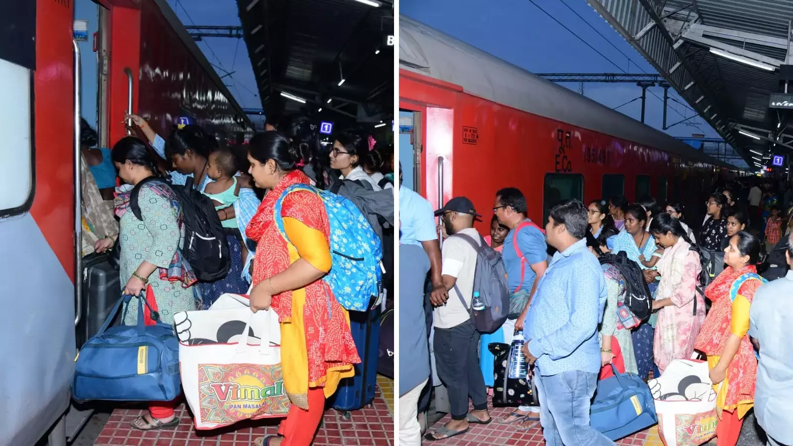 Andhra Pradesh में छुट्टियों के चलते रेलवे स्टेशनों पर भारी भीड़ Andhra Pradesh में छुट्टियों के चलते रेलवे स्टेशनों पर भारी भीड़