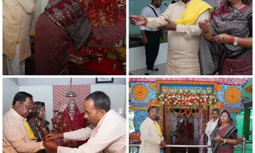 कृषिमंत्री राम विचार नेताम ने सनावल में मां दुर्गा मंदिर में पूजा-अर्चना की