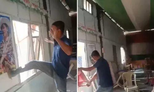 Bijni  में कांग्रेस कार्यकर्ताओं का विरोध, पार्टी कार्यालय में तोड़फोड़
