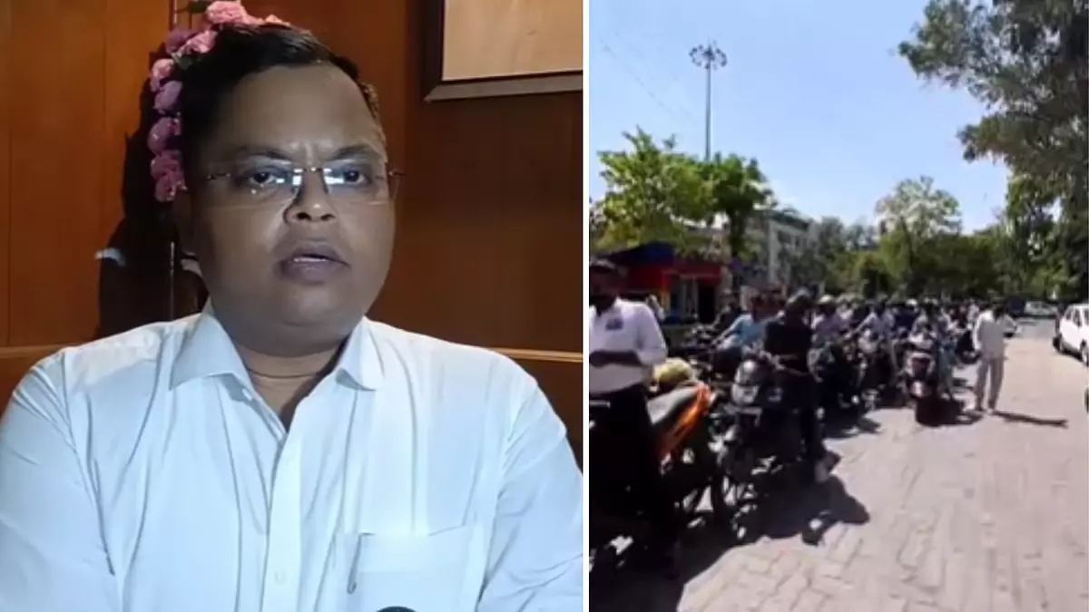 पेट्रोल पंप के बाहर 200 मीटर लंबी कतार दिखी; Collector ने पेट्रोल की कमी की अफवाहों को खारिज किया पेट्रोल पंप के बाहर 200 मीटर लंबी कतार दिखी; Collector ने पेट्रोल की कमी की अफवाहों को खारिज किया