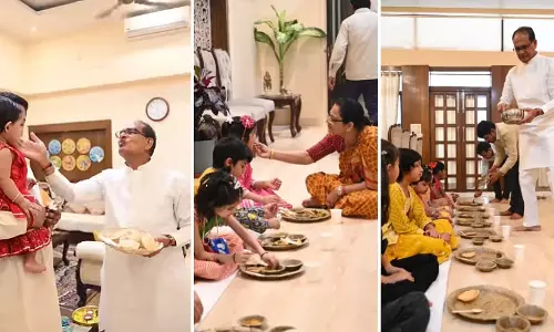 MP : ‘बेटियां हैं तो कल हैं’ केंद्रीय मंत्री ने महाअष्टमी पर अपने घर पर ‘कन्या भोज’ का आयोजन किया