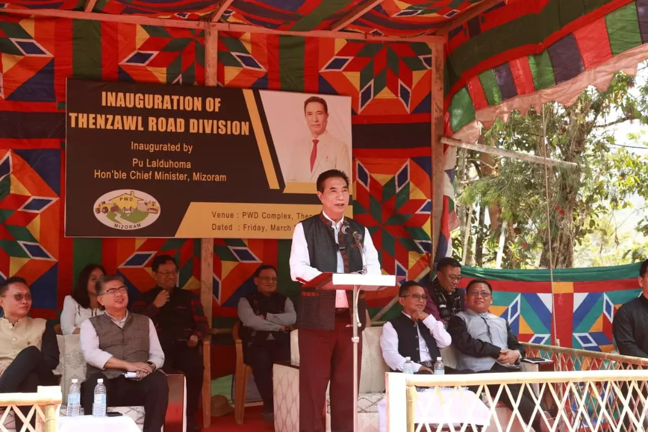मिजोरम के CM लालदुहोमा ने थेनजोल पीडब्ल्यूडी रोड डिवीजन का किया उद्घाटन