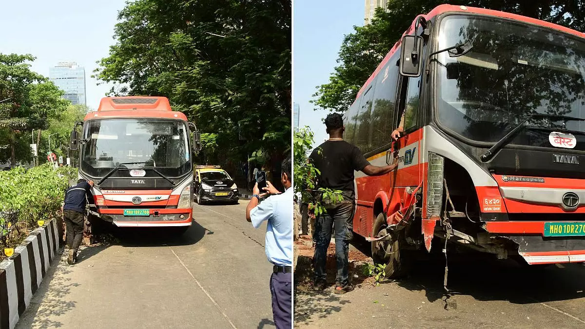 Mumbai : प्रभादेवी में कार के अचानक यू-टर्न लेने से बेस्ट बस डिवाइडर पर चढ़ी Mumbai : प्रभादेवी में कार के अचानक यू-टर्न लेने से बेस्ट बस डिवाइडर पर चढ़ी