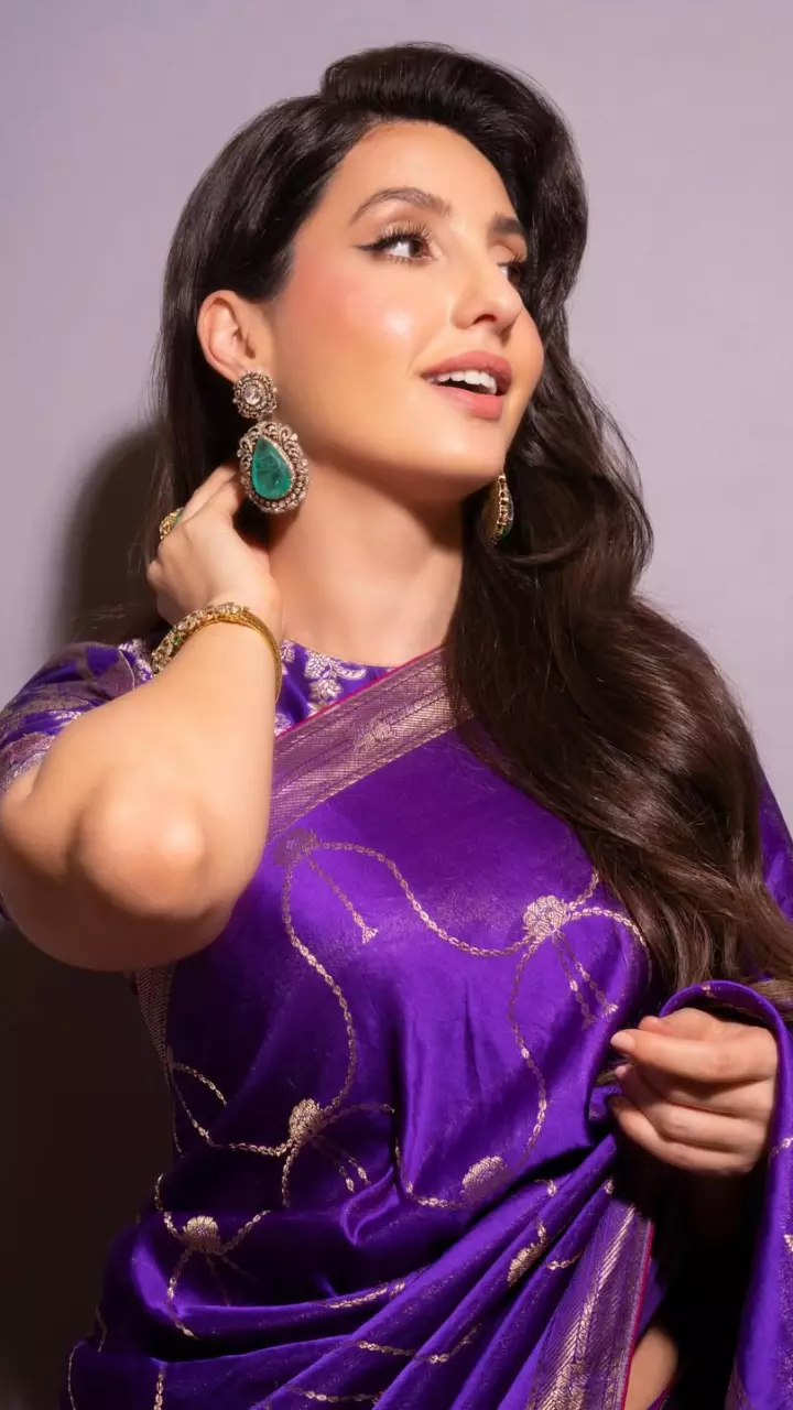 साड़ी में खूबसूरत लगी नोरा फतेही