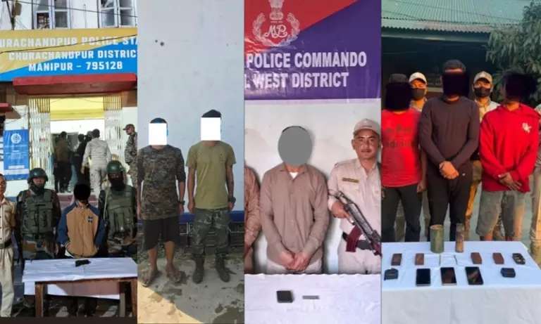 Manipur: PLA, KCP और UNLF के 10 कैडर गिरफ्तार; IED और हथियार ज़ब्त Manipur: PLA, KCP और UNLF के 10 कैडर गिरफ्तार; IED और हथियार ज़ब्त