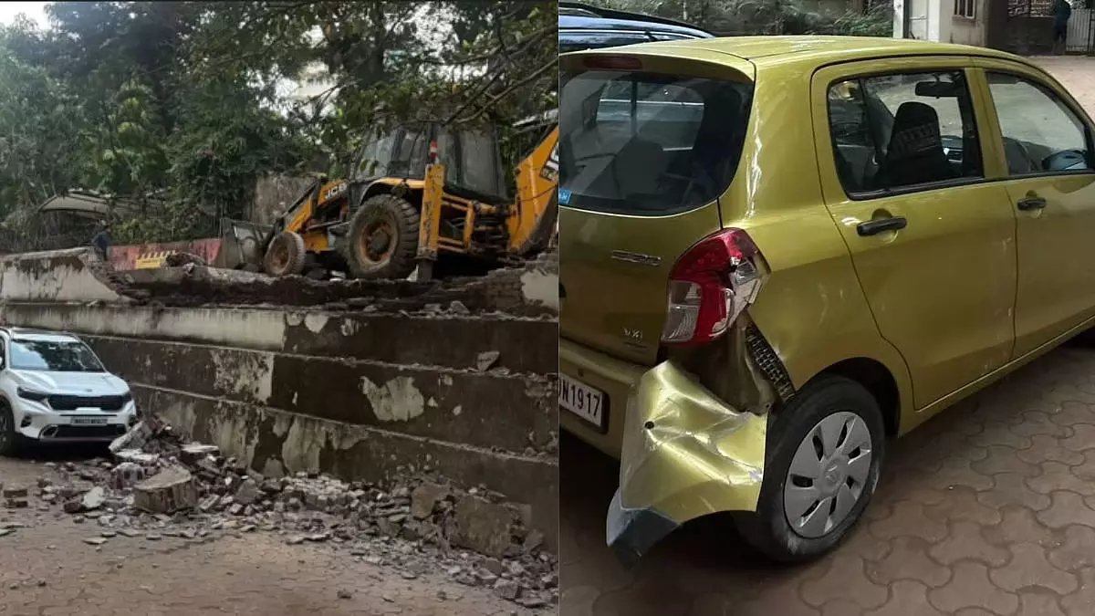 बांद्रा के पाली हिल में JCB दीवार से टकराई, मलबे से रेजिडेंशियल सोसाइटी में खड़ी 2 कारें क्षतिग्रस्त बांद्रा के पाली हिल में JCB दीवार से टकराई, मलबे से रेजिडेंशियल सोसाइटी में खड़ी 2 कारें क्षतिग्रस्त