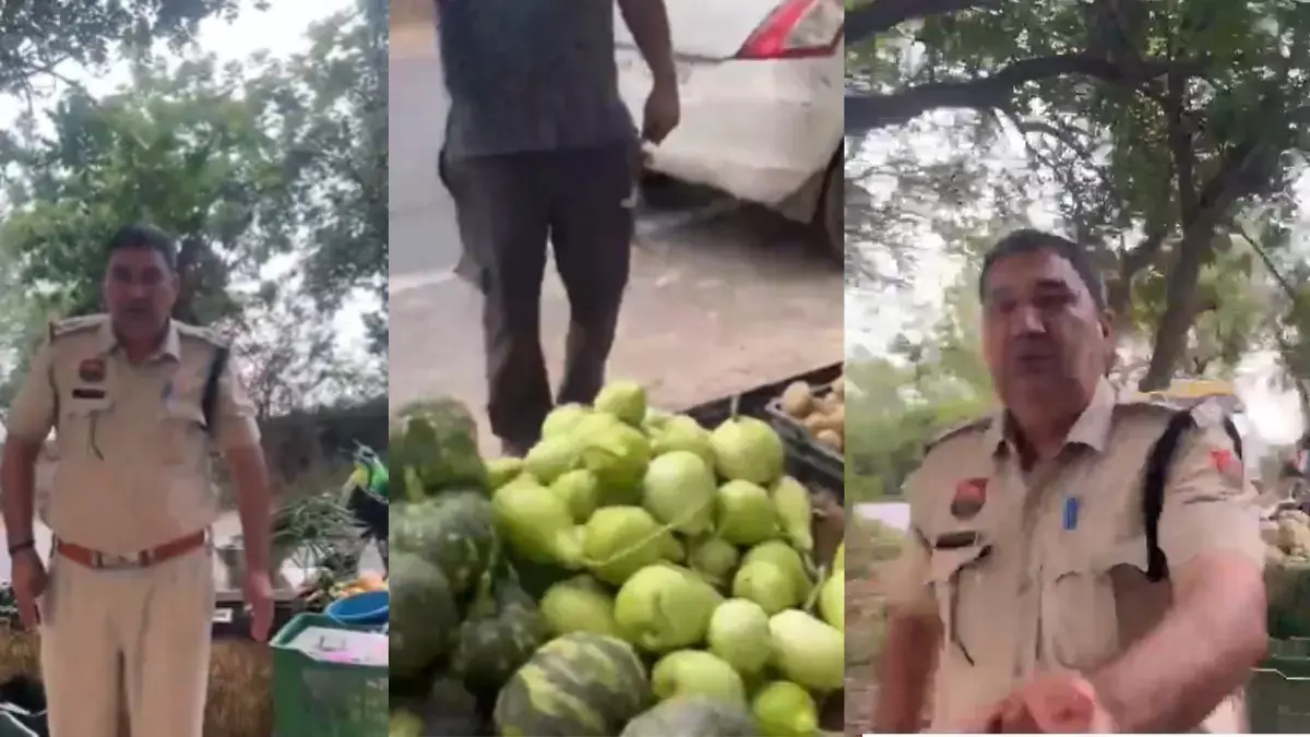 Haryana पुलिस वाला 20 रुपये का खीरा खाने पर वेंडर से भिड़ा, पैसे देने से किया इनकार!