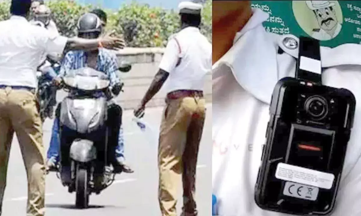 Karnataka: रिश्वतखोरी और बॉडी कैमरा नियम तोड़ने पर तीन ट्रैफिक पुलिसवाले सस्पेंड Karnataka: रिश्वतखोरी और बॉडी कैमरा नियम तोड़ने पर तीन ट्रैफिक पुलिसवाले सस्पेंड