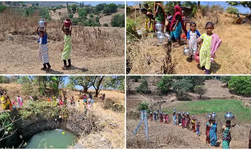 Nashik : महिलाएं, बच्चे चिलचिलाती गर्मी में पानी के लिए पहाड़ों पर चढ़ रहे