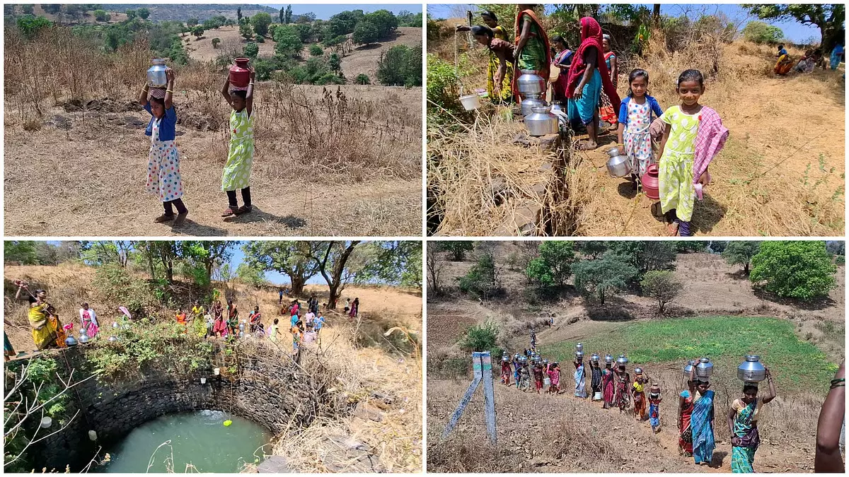 Nashik : महिलाएं, बच्चे चिलचिलाती गर्मी में पानी के लिए पहाड़ों पर चढ़ रहे Nashik : महिलाएं, बच्चे चिलचिलाती गर्मी में पानी के लिए पहाड़ों पर चढ़ रहे