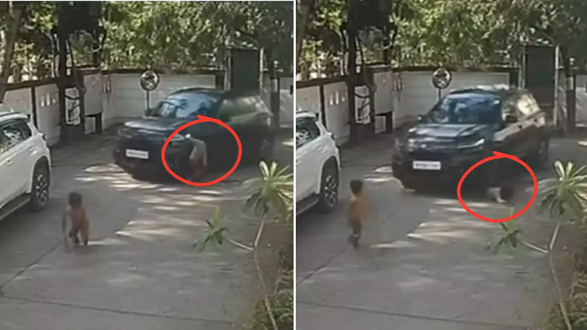 Indore : कार के कुचलने के कुछ सेकंड बाद बच्चा चमत्कारिक ढंग से उठ गया Indore : कार के कुचलने के कुछ सेकंड बाद बच्चा चमत्कारिक ढंग से उठ गया