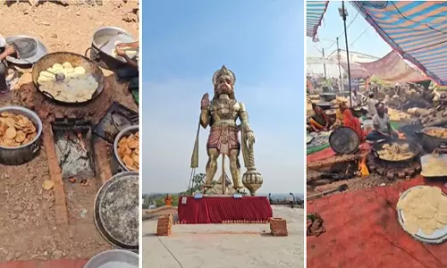 Chhatarpur : 51 फुट हनुमान मूर्ति अनावरण, भंडारे में 50 हजार श्रद्धालु जुटे Chhatarpur : 51 फुट हनुमान मूर्ति अनावरण, भंडारे में 50 हजार श्रद्धालु जुटे