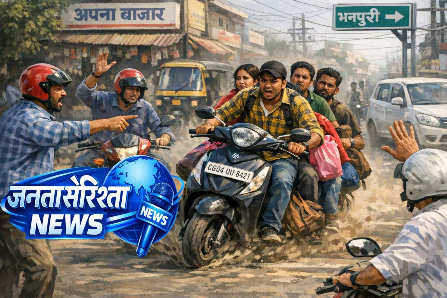 लापरवाह स्कूटर चालक का कहर, चार सवारी बैठाकर दौड़ाया वाहन लापरवाह स्कूटर चालक का कहर, चार सवारी बैठाकर दौड़ाया वाहन
