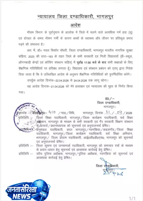 भीषण गर्मी के चलते स्कूलों के समय में बदलाव, अब 11:30 बजे तक ही खुलेंगे स्कूल भीषण गर्मी के चलते स्कूलों के समय में बदलाव, अब 11:30 बजे तक ही खुलेंगे स्कूल