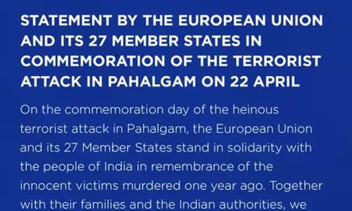 पहलगाम आतंकी हमले की बरसी पर ईयू का बयान, हम भारत के साथ, जो हुआ वो भयावह पहलगाम आतंकी हमले की बरसी पर ईयू का बयान, हम भारत के साथ, जो हुआ वो भयावह