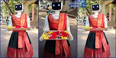 कोयंबटूर मतदान केंद्र पर ‘Tina’ रोबोट ने पारंपरिक वेशभूषा में किया मतदाताओं का स्वागत कोयंबटूर मतदान केंद्र पर ‘Tina’ रोबोट ने पारंपरिक वेशभूषा में किया मतदाताओं का स्वागत
