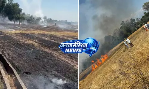 सिद्धाथा में भीषण आग, तूड़ी सहित जल गई गेहूं की खड़ी फसल