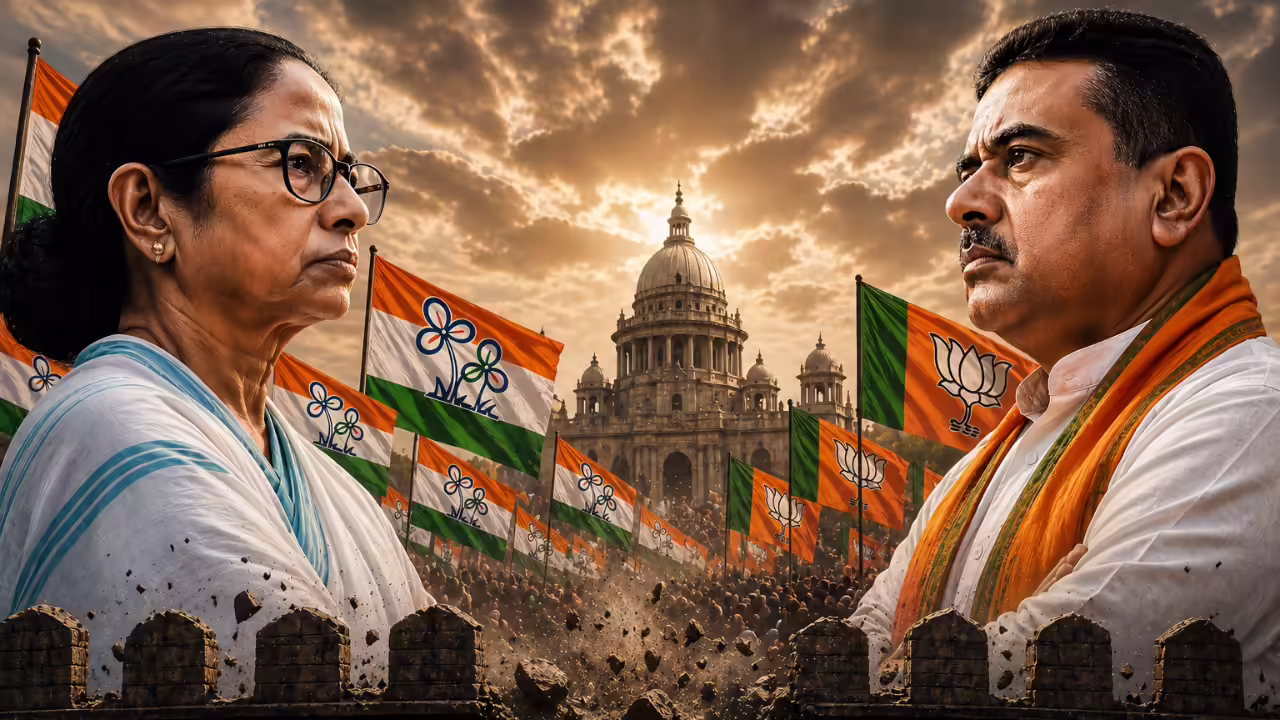 पश्चिम बंगाल चुनाव रुझान: BJP बड़ी बढ़त के साथ सरकार बनाने की ओर