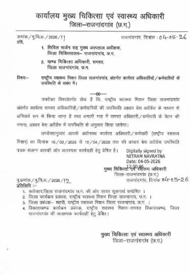 स्वास्थ्य विभाग में बवाल: CMHO आदेश पर उठा सवाल, कर्मचारियों में नाराजगी स्वास्थ्य विभाग में बवाल: CMHO आदेश पर उठा सवाल, कर्मचारियों में नाराजगी