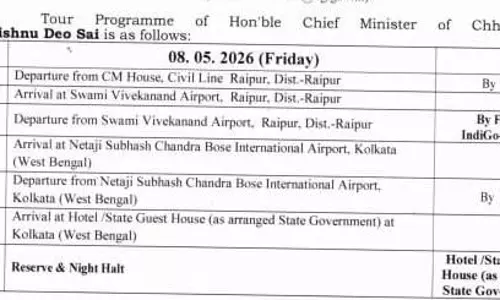 CM साय आज शाम बंगाल होंगे रवाना, कल सीएम शपथ समारोह में होंगे शामिल CM साय आज शाम बंगाल होंगे रवाना, कल सीएम शपथ समारोह में होंगे शामिल