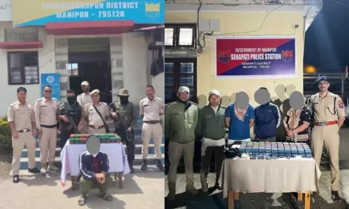 Manipur : ड्रग तस्करी नेटवर्क पर बड़ी कार्रवाई, दो महिलाओं समेत पांच गिरफ्तार Manipur : ड्रग तस्करी नेटवर्क पर बड़ी कार्रवाई, दो महिलाओं समेत पांच गिरफ्तार
