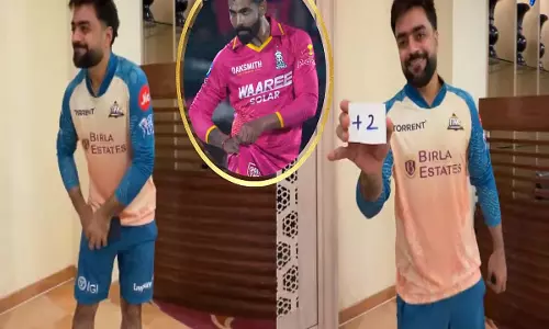 RR की हार के बाद राशिद खान ने जडेजा का पॉकेट सेलिब्रेशन उड़ाया - VIDEO RR की हार के बाद राशिद खान ने जडेजा का पॉकेट सेलिब्रेशन उड़ाया - VIDEO