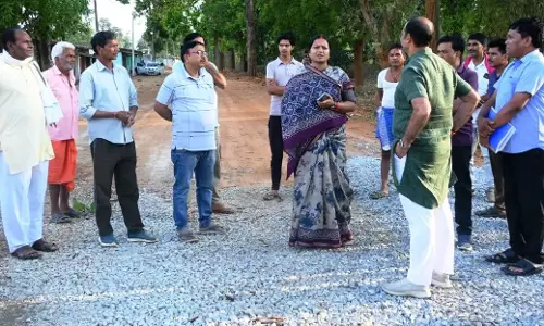 मंत्री लक्ष्मी राजवाड़े ने सड़क निर्माण कार्य का किया निरीक्षण मंत्री लक्ष्मी राजवाड़े ने सड़क निर्माण कार्य का किया निरीक्षण