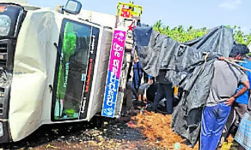 डोड्डाबेलावंगला में बोलेरो पलटी, चालक और मवेशी घायल, एक गाय की हालत गंभीर